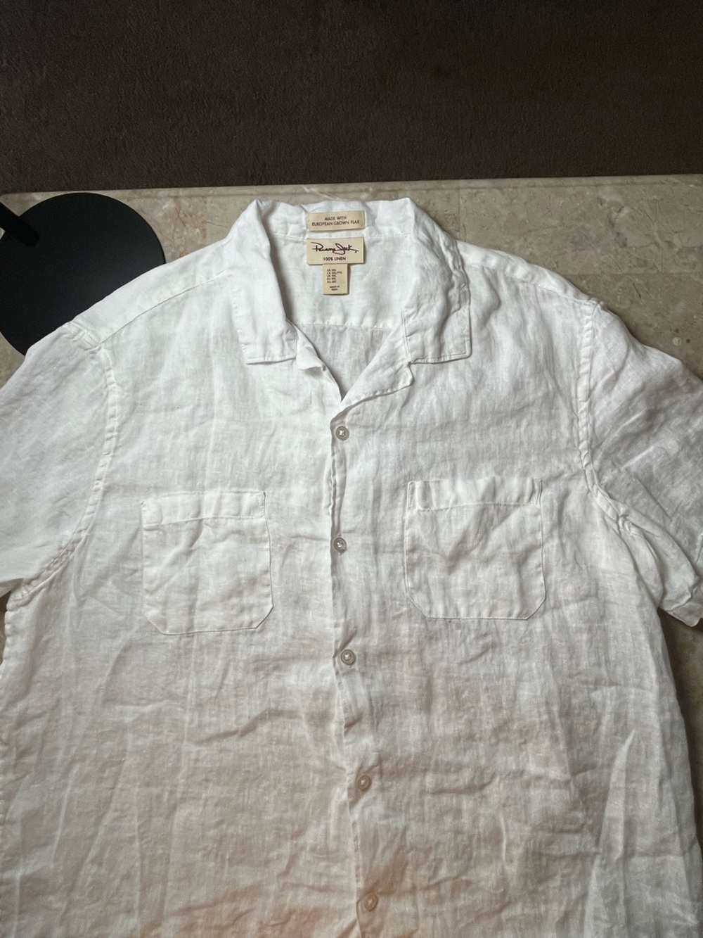 Panama Jack White Linen Casual Button-Down Shirt